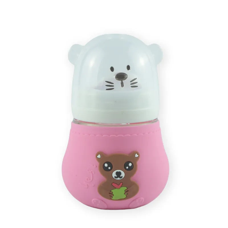 BABY GLASS FEEDER BEAR PINK