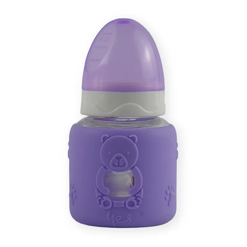 BABY GLASS FEEDER BEAR PURPLE YES