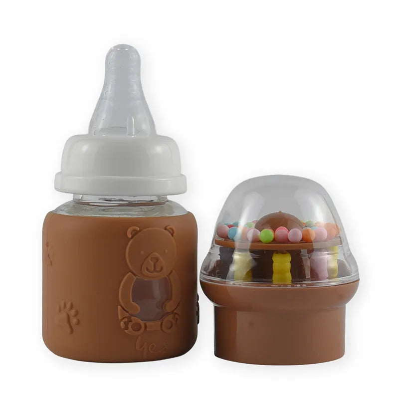 BABY GLASS FEEDER BROWN RATTLE CAP YES - image 2