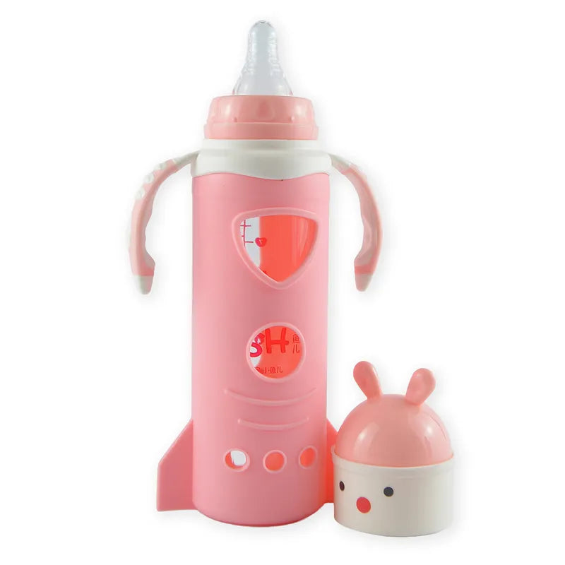 BABY GLASS FEEDER BUNNY PINK FISH - image 2