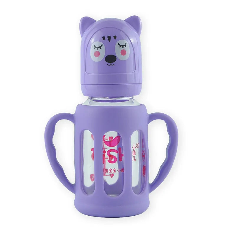 BABY GLASS FEEDER CARTOON BEAR PURPLE FISH