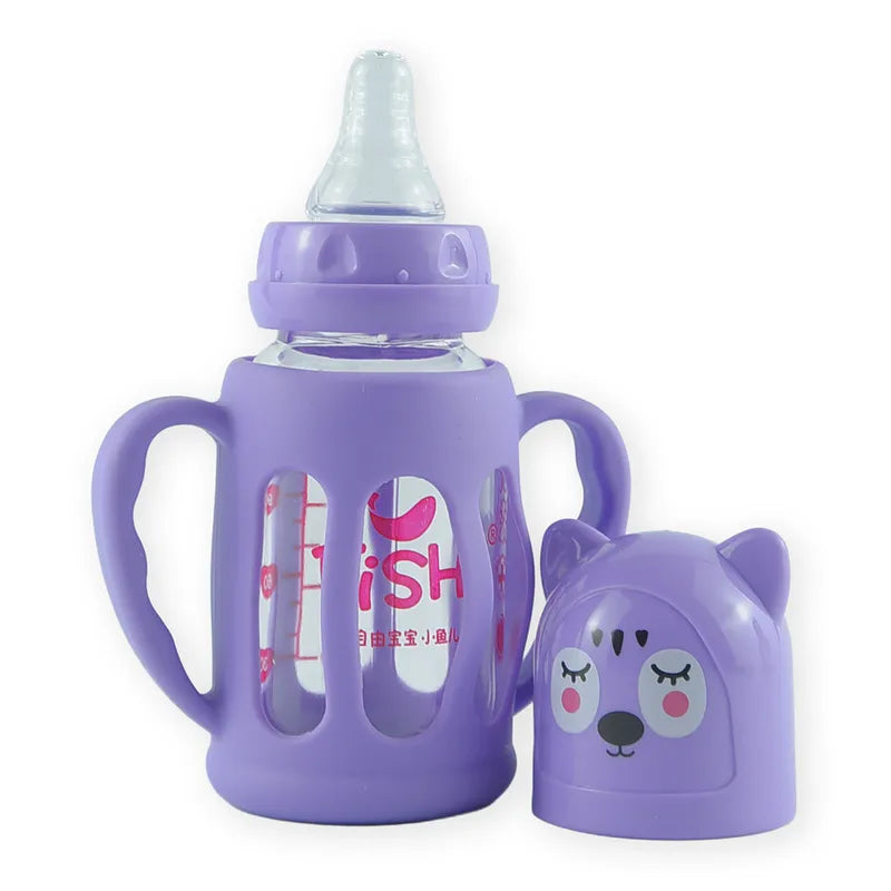 BABY GLASS FEEDER CARTOON BEAR PURPLE FISH - image 2