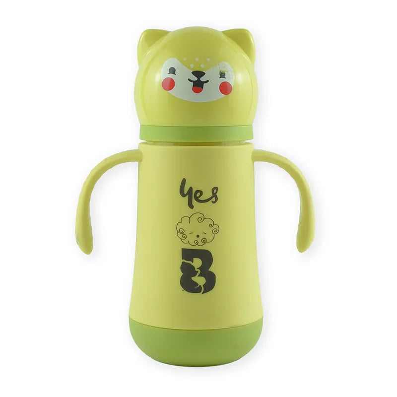 BABY GLASS FEEDER 210ML CAT GREEN