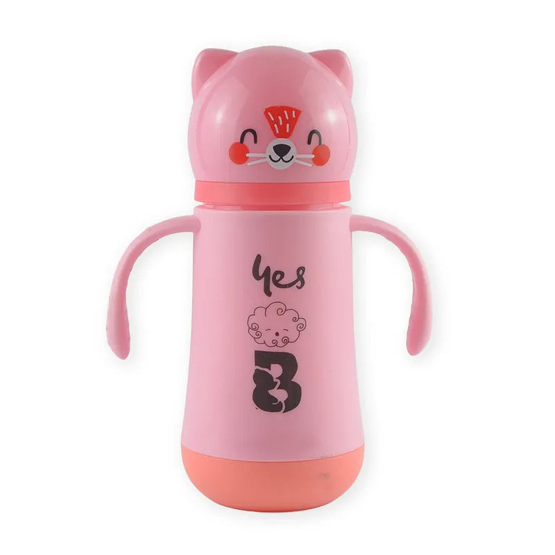 BABY GLASS FEEDER CAT PINK