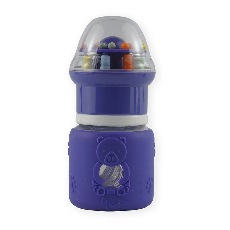 BABY GLASS FEEDER DARK PURPLE RATTLE CAP YES