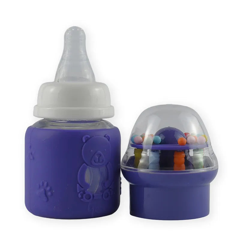 BABY GLASS FEEDER DARK PURPLE RATTLE CAP YES - image 2