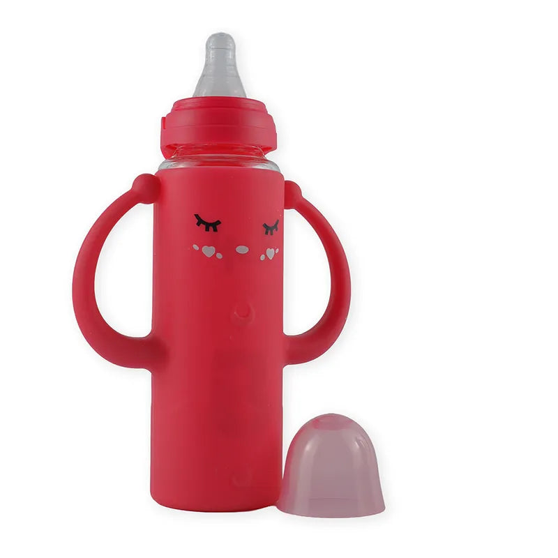 BABY GLASS FEEDER FULL COVER HANDLE RED - image 2
