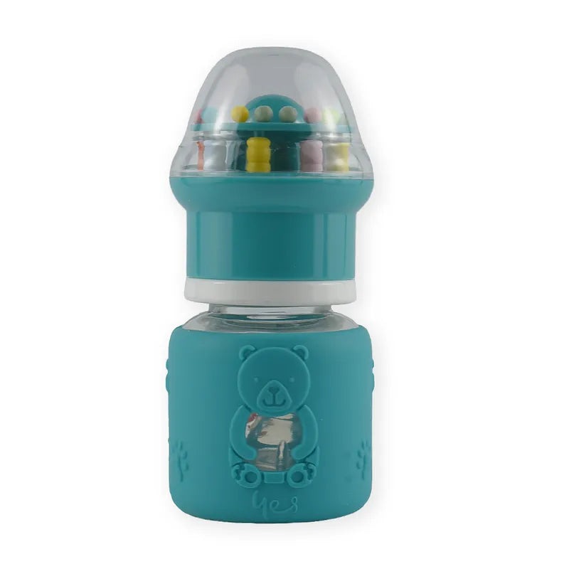 BABY GLASS FEEDER GREEN RATTLE CAP YES