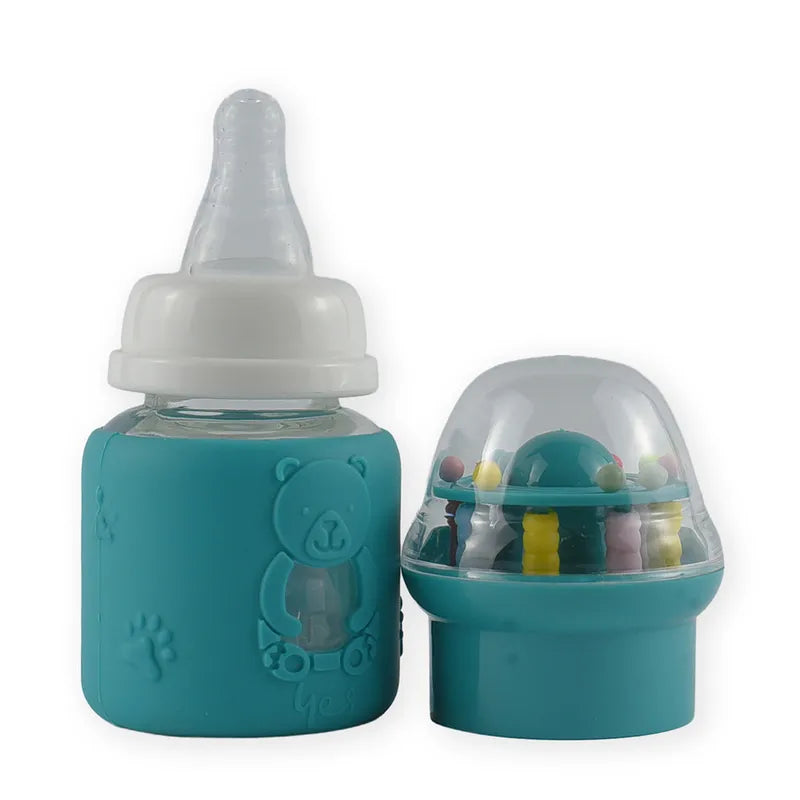 BABY GLASS FEEDER GREEN RATTLE CAP YES - image 2