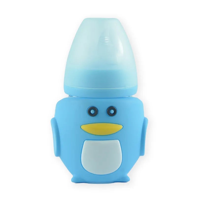 BABY GLASS FEEDER PENGUIN BLUE