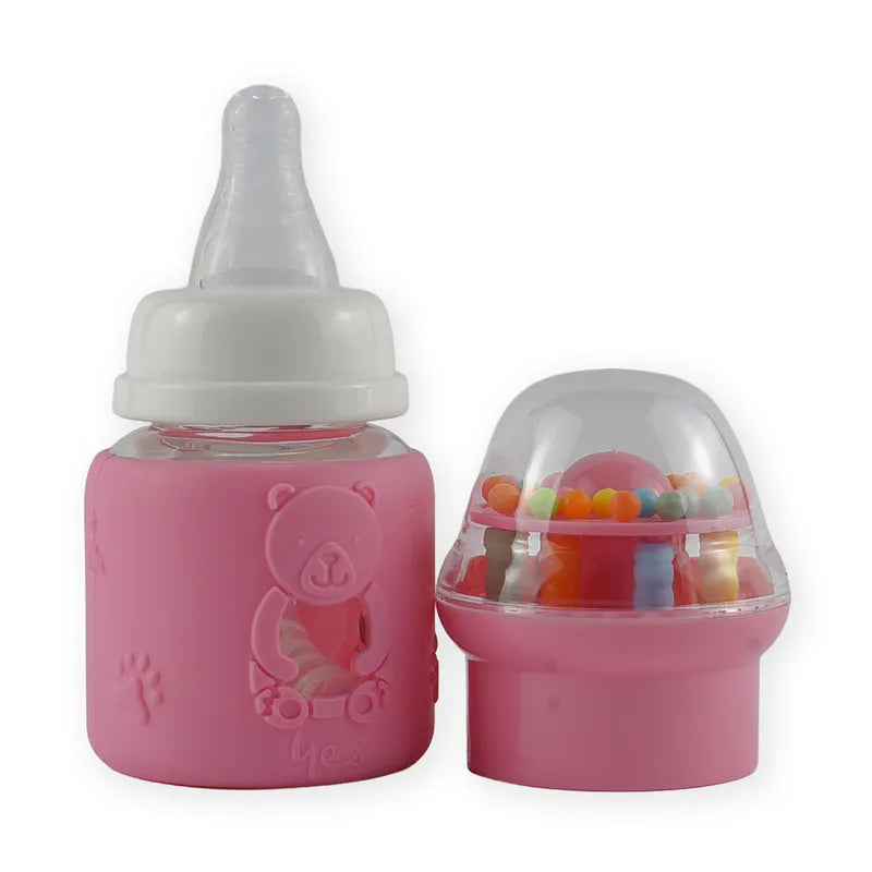 BABY GLASS FEEDER PINK RATTLE CAP YES - image 2