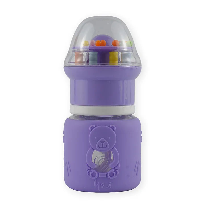 BABY GLASS FEEDER PURPLE RATTLE CAP YES