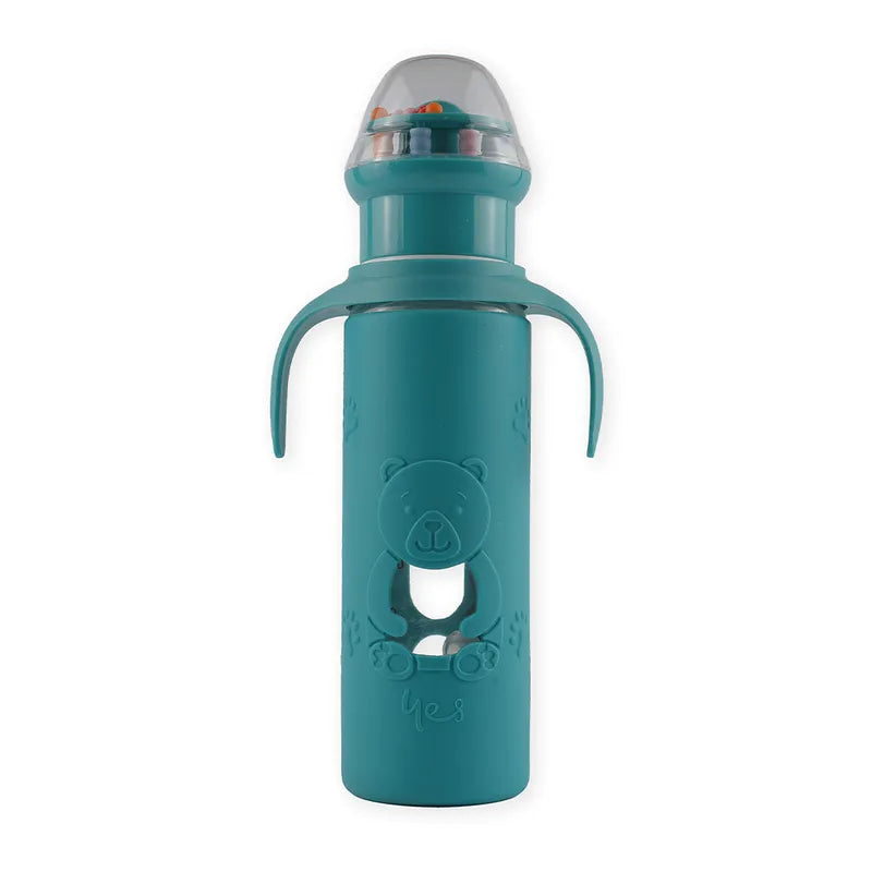 BABY GLASS FEEDER RATTLE CAP GREEN YES