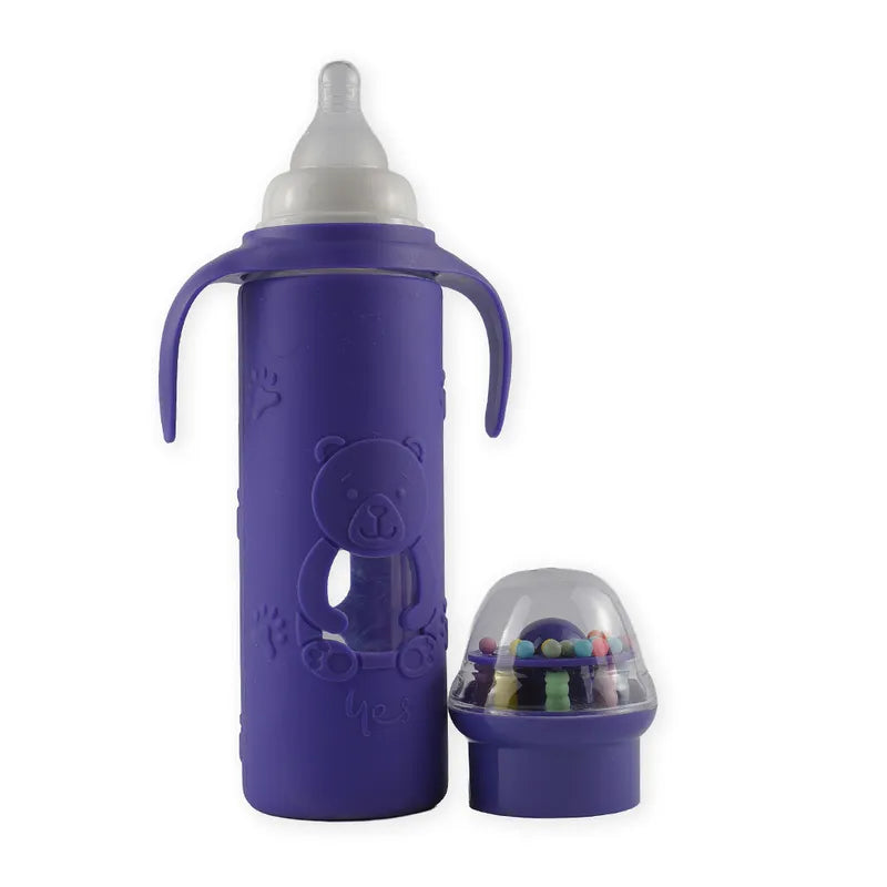 BABY GLASS FEEDER RATTLE CAP PURPLE YES - image 2