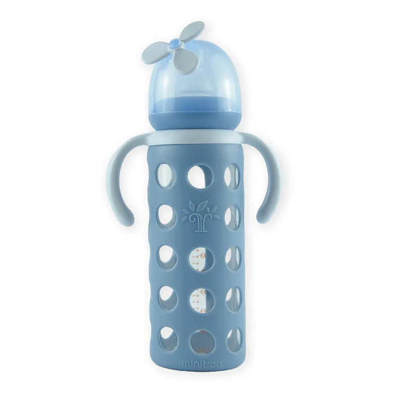BABY GLASS FEEDER SILICONE COVER BLUE