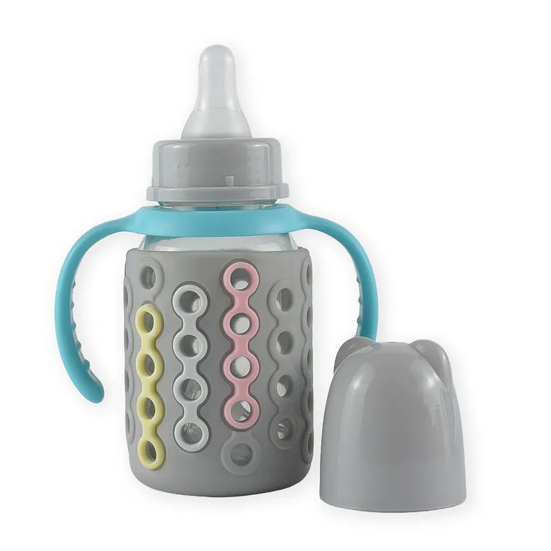 BABY GLASS FEEDER SILICONE COVERED GREY - image 3