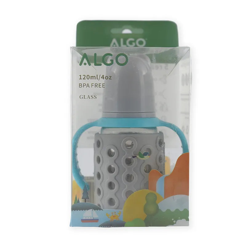 BABY GLASS FEEDER SILICONE COVERED GREY - image 2