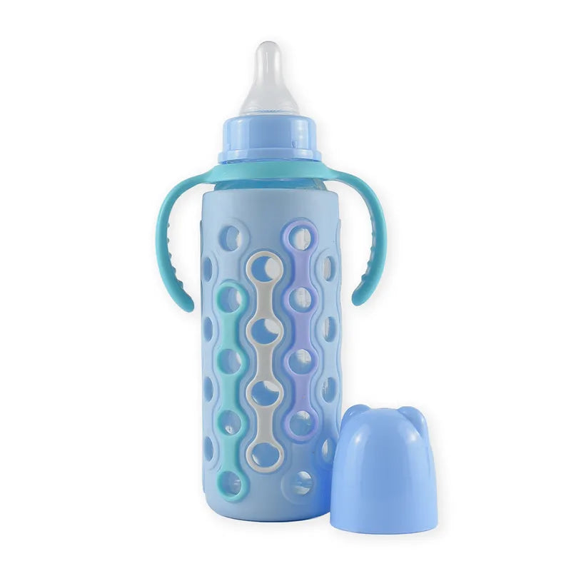BABY GLASS FEEDER SILICONE COVERED BLUE - image 3