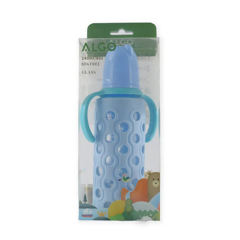 BABY GLASS FEEDER SILICONE COVERED BLUE - image 2