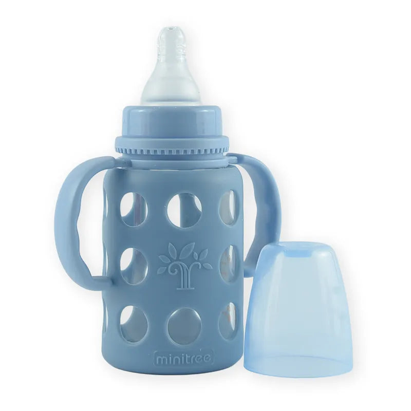 BABY GLASS FEEDER SILICONE COVERED BLUE - image 2
