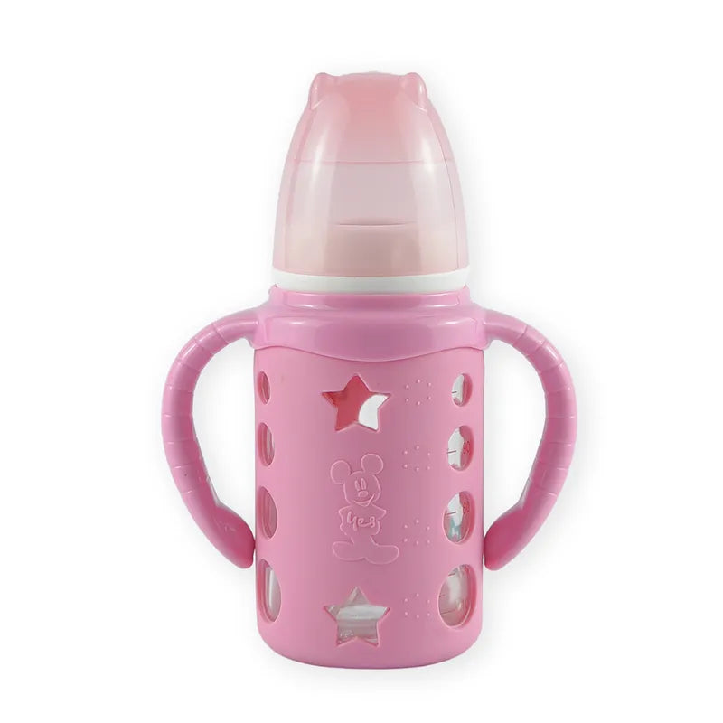 BABY GLASS FEEDER SILICONE STAR COVER PINK