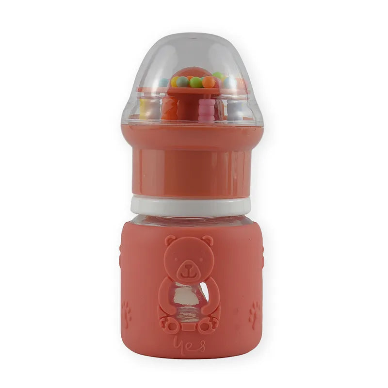 BABY GLASS FEEDER SKIN BROWN RATTLE CAP YES