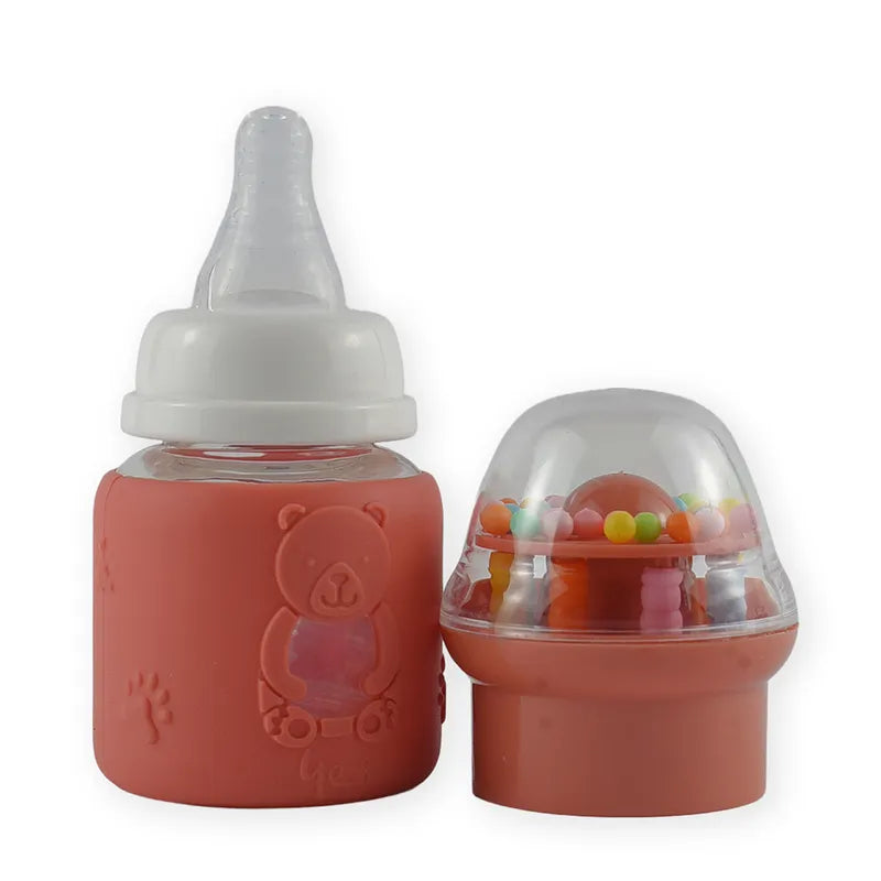 BABY GLASS FEEDER SKIN BROWN RATTLE CAP YES - image 2