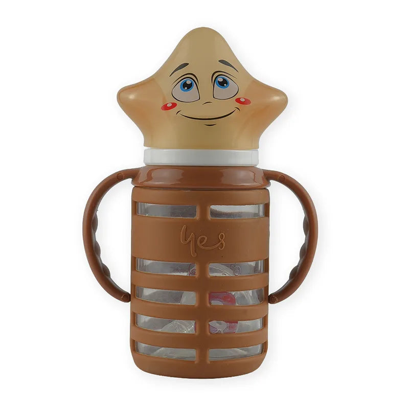 BABY GLASS FEEDER STAR CAP BROWN YES