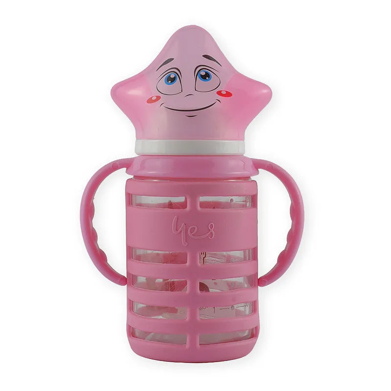 BABY GLASS FEEDER STAR CAP PINK YES