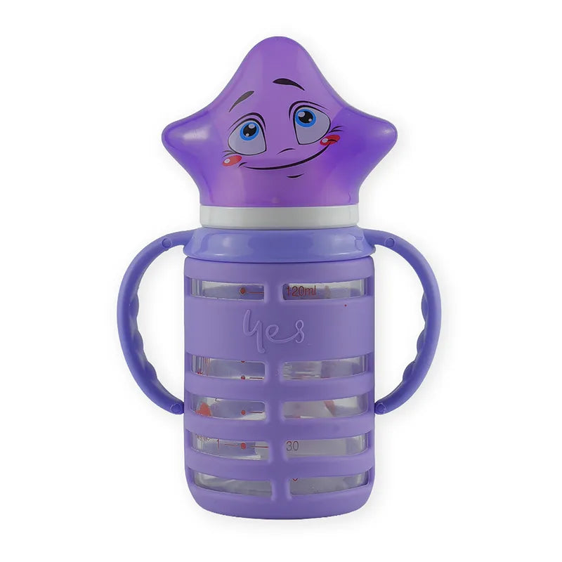 BABY GLASS FEEDER STAR CAP PURPLE YES