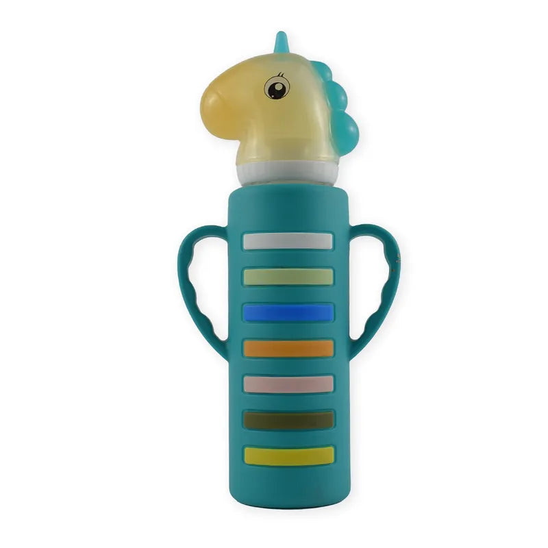 BABY GLASS FEEDER UNICORN GREEN YES