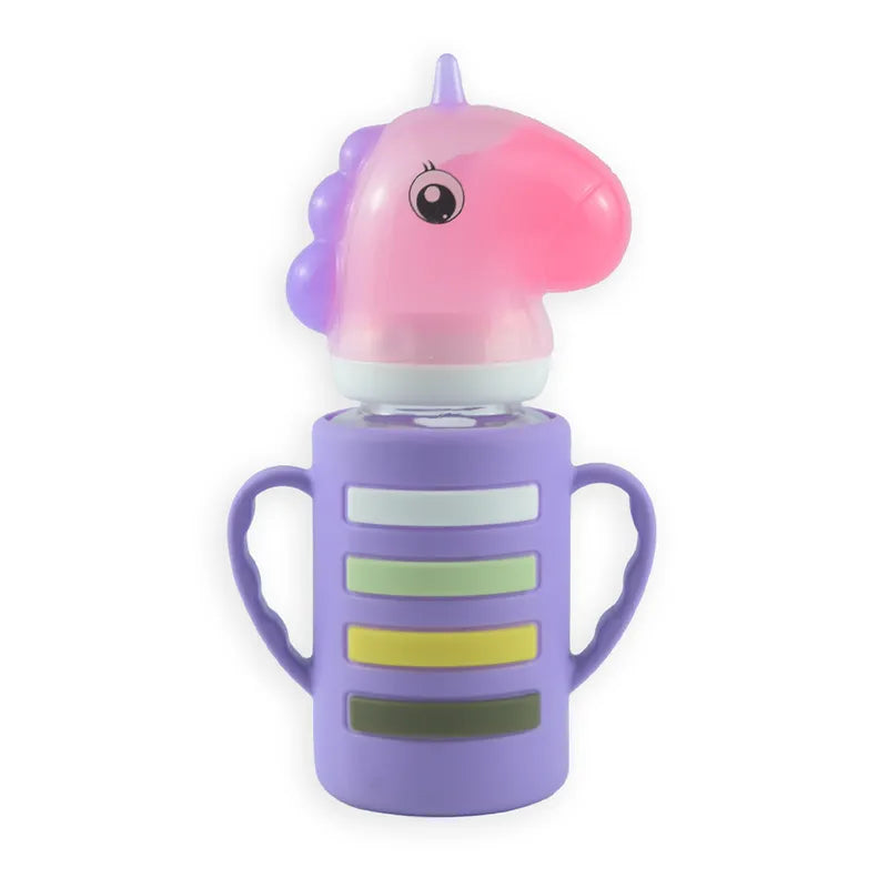 BABY GLASS FEEDER UNICORN PURPLE YES
