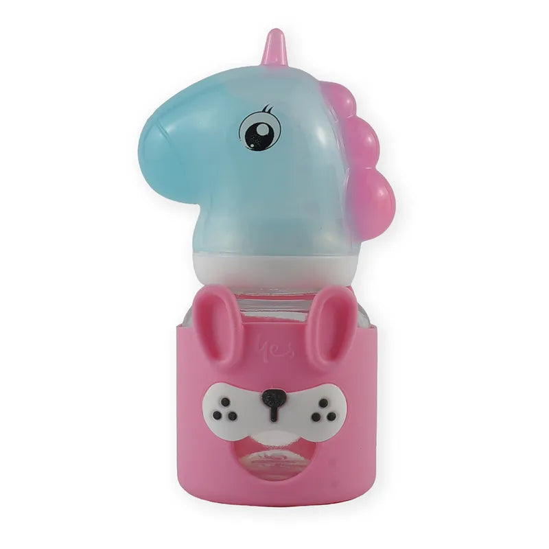 BABY GLASS FEEDER UNICORN PINK