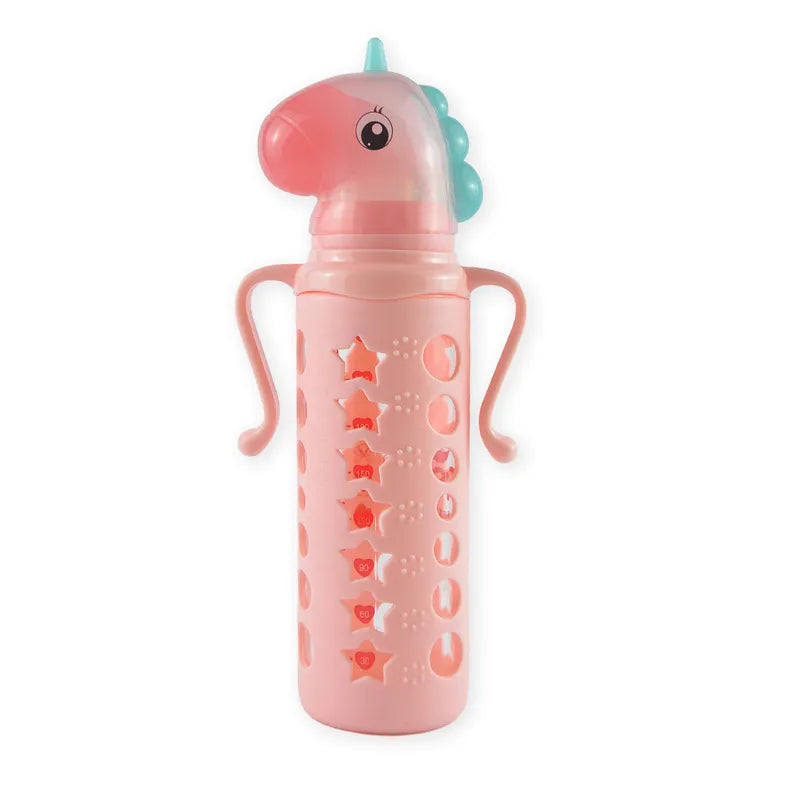BABY GLASS FEEDER UNICORN PINK FISH