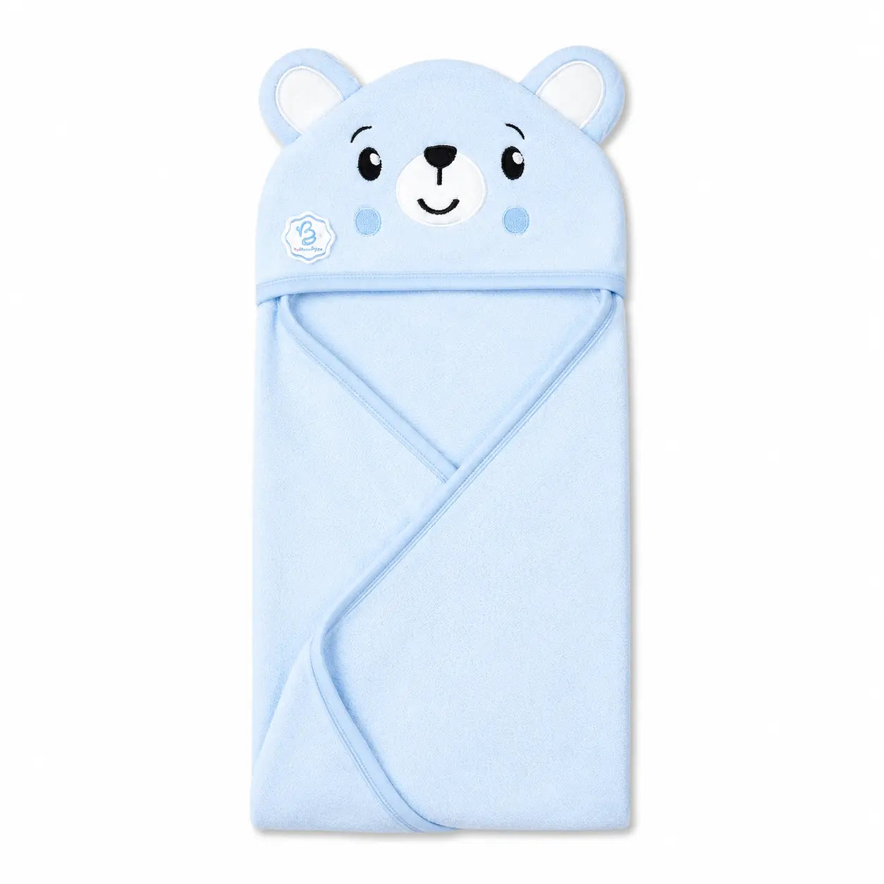 BABY HOODED BATH TOWEL 1PCS BEAR BLUE