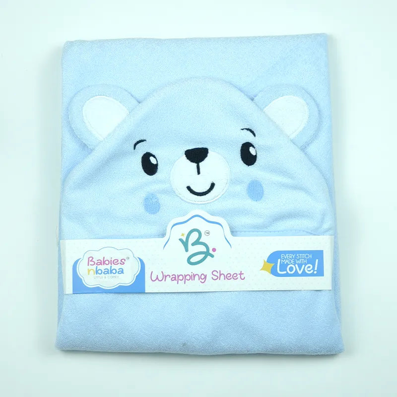 BABY HOODED BATH TOWEL 1PCS BEAR BLUE - image 2