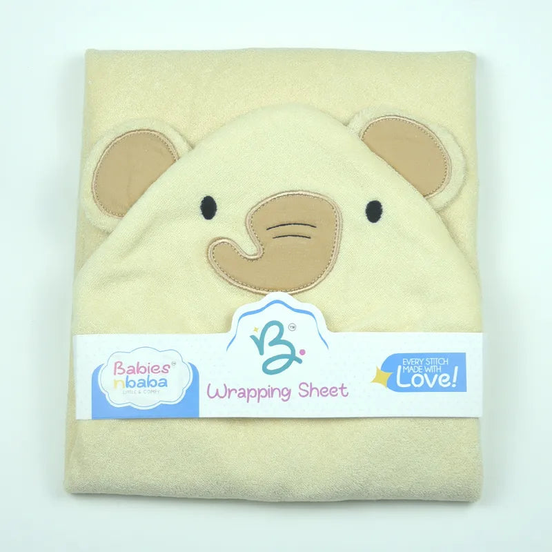 BABY HOODED BATH TOWEL 1PCS ELEPHANT SKIN BROWN - image 2