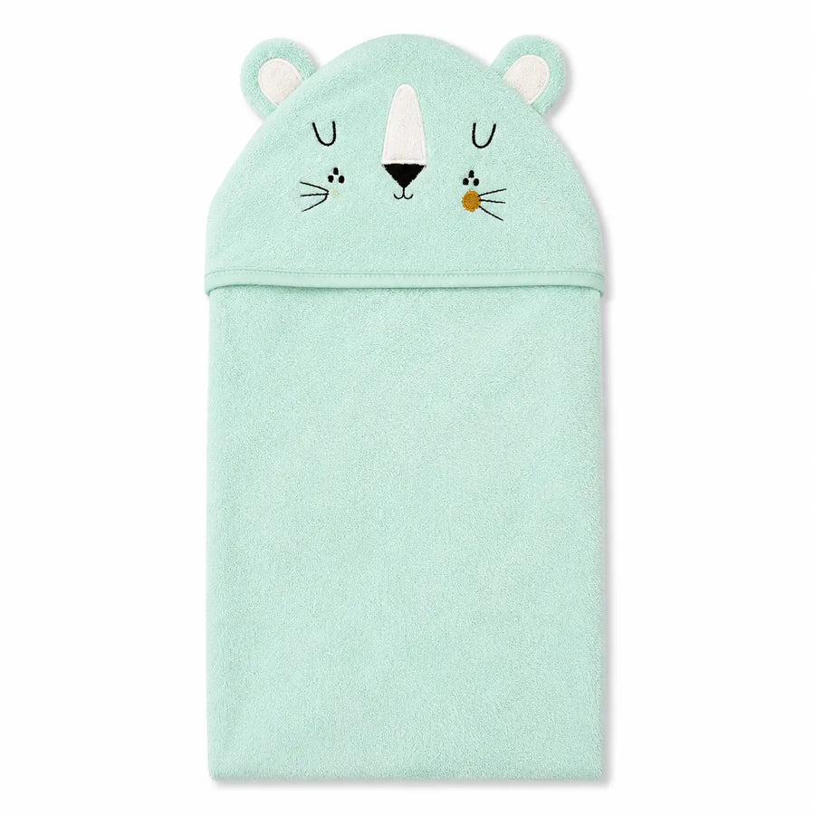 BABY HOODED BATH TOWEL 1PCS LION MINT