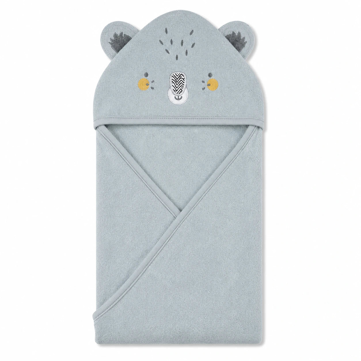 BABY HOODED BATH TOWEL 1PCS TIGER GREY