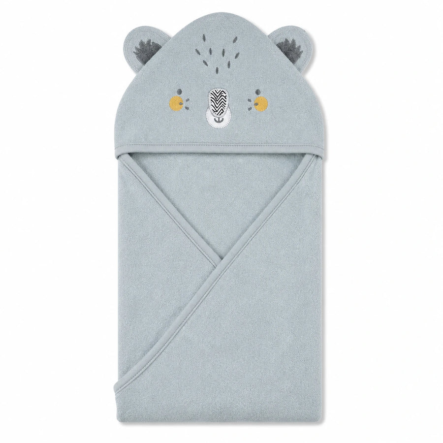 BABY HOODED BATH TOWEL 1PCS TIGER GREY