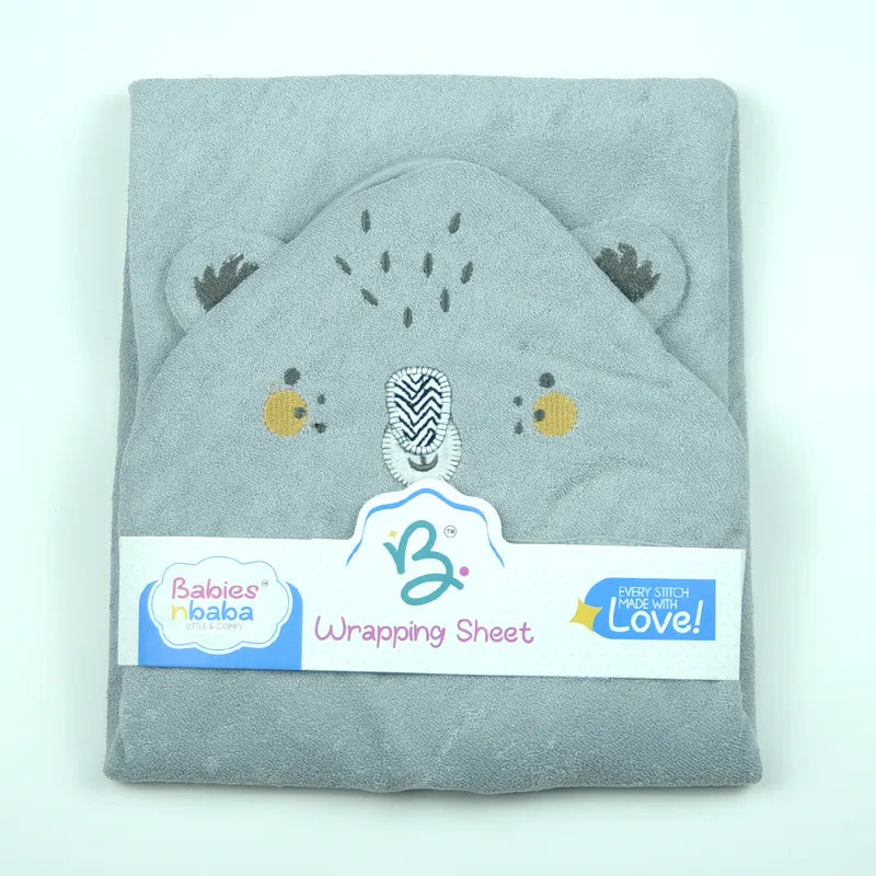 BABY HOODED BATH TOWEL 1PCS TIGER GREY - image 2