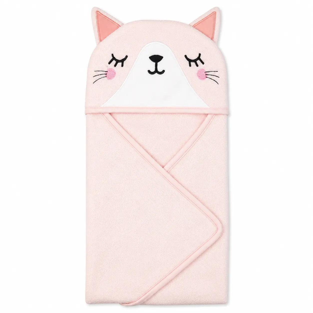 BABY HOODED BATH TOWEL 6PCS SET CAT PINK - image 2