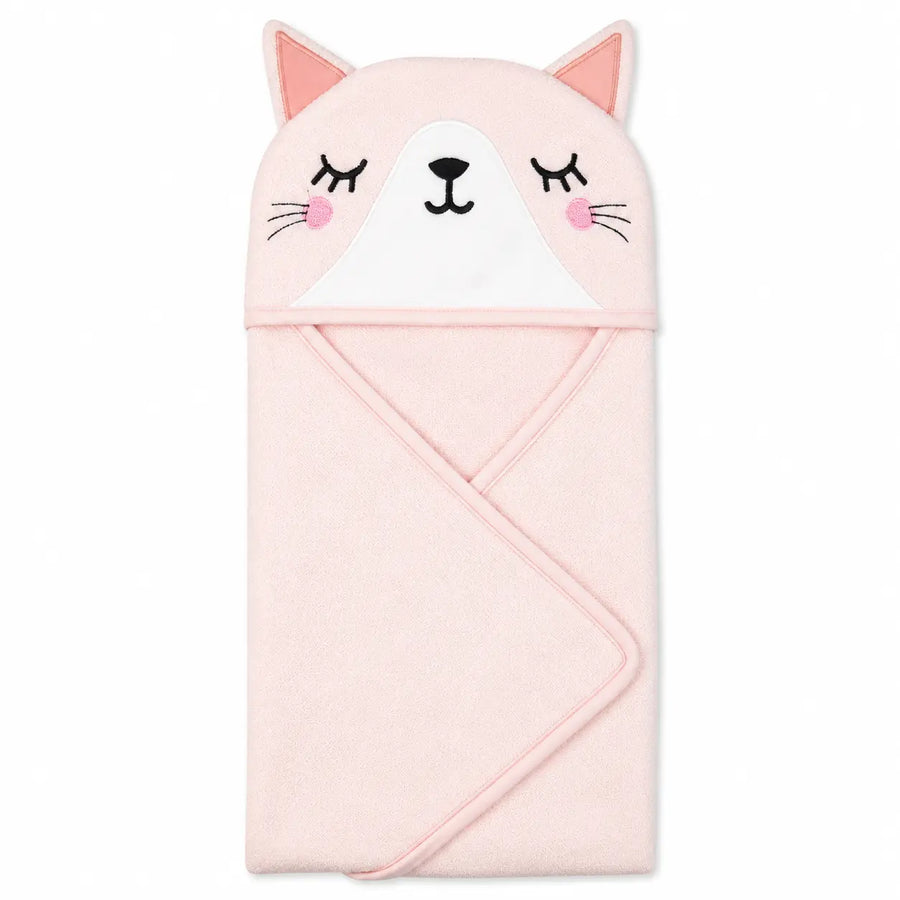 BABY HOODED BATH TOWEL 6PCS SET CAT PINK - image 2