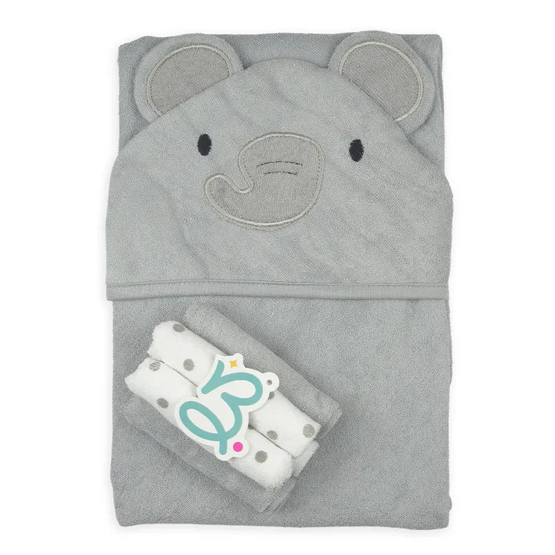 BABY HOODED BATH TOWEL 6PCS SET ELEPHANT GREY - image 4