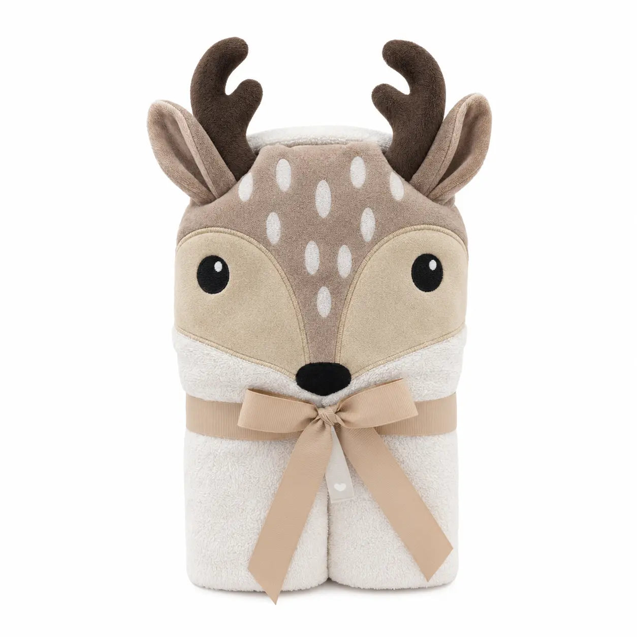 BABY HOODED BATH TOWEL DEER BROWN FANCY