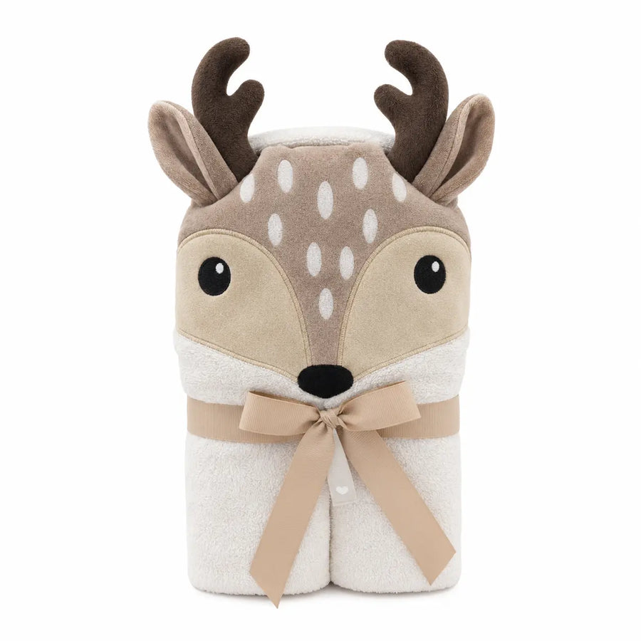 BABY HOODED BATH TOWEL DEER BROWN FANCY