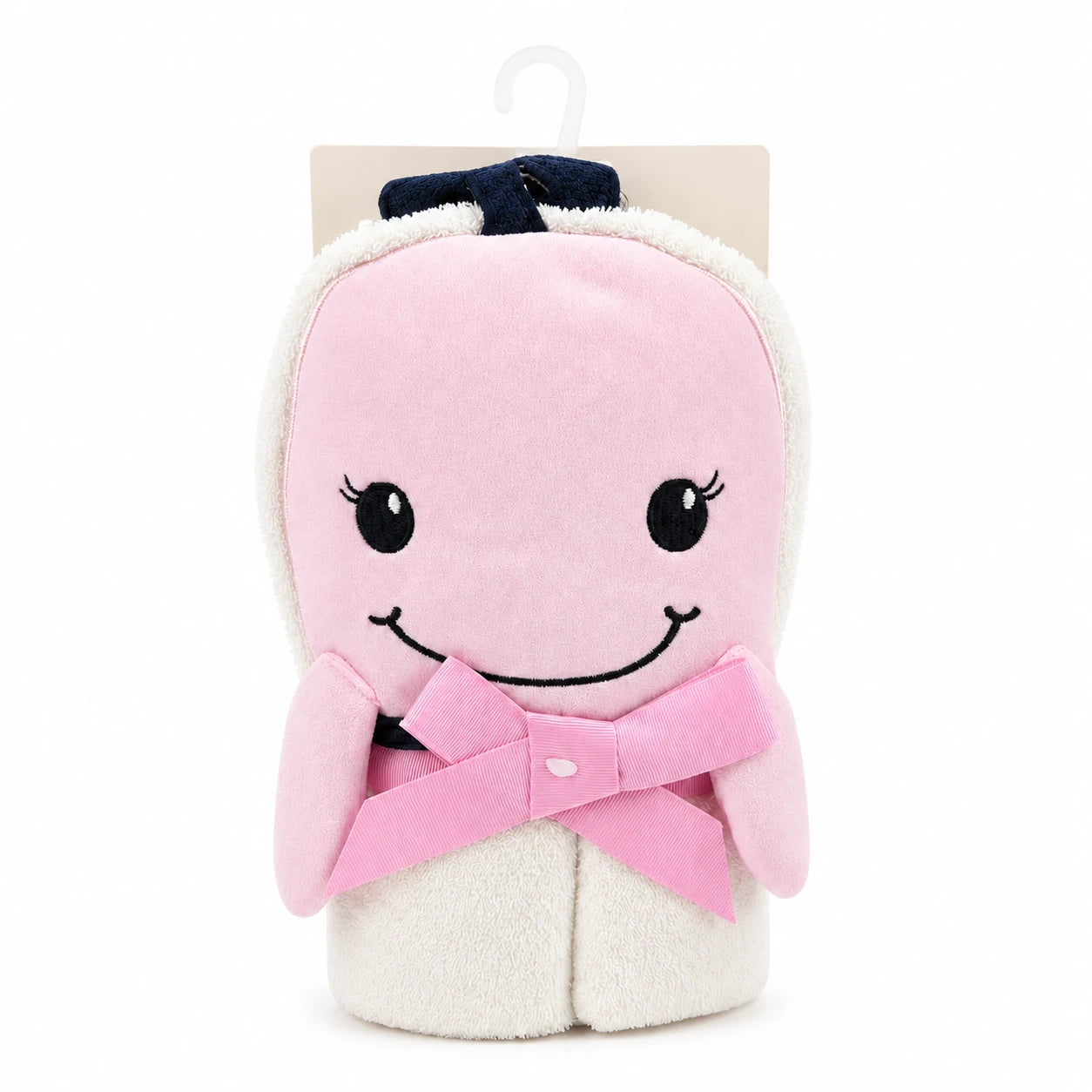 BABY HOODED BATH TOWEL DOLPHIN PINK FANCY