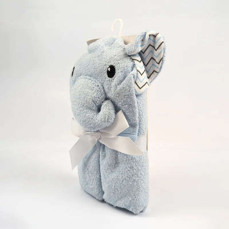 BABY HOODED BATH TOWEL ELEPHANT BLUE FANCY - image 2