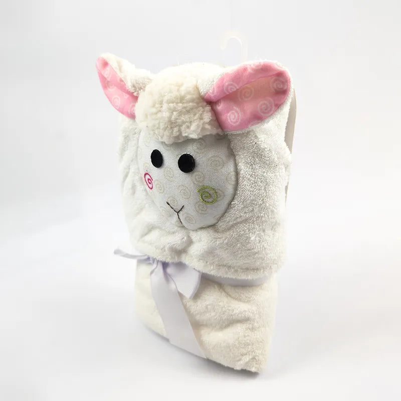BABY HOODED BATH TOWEL SHEEP WHITE FANCY - image 2