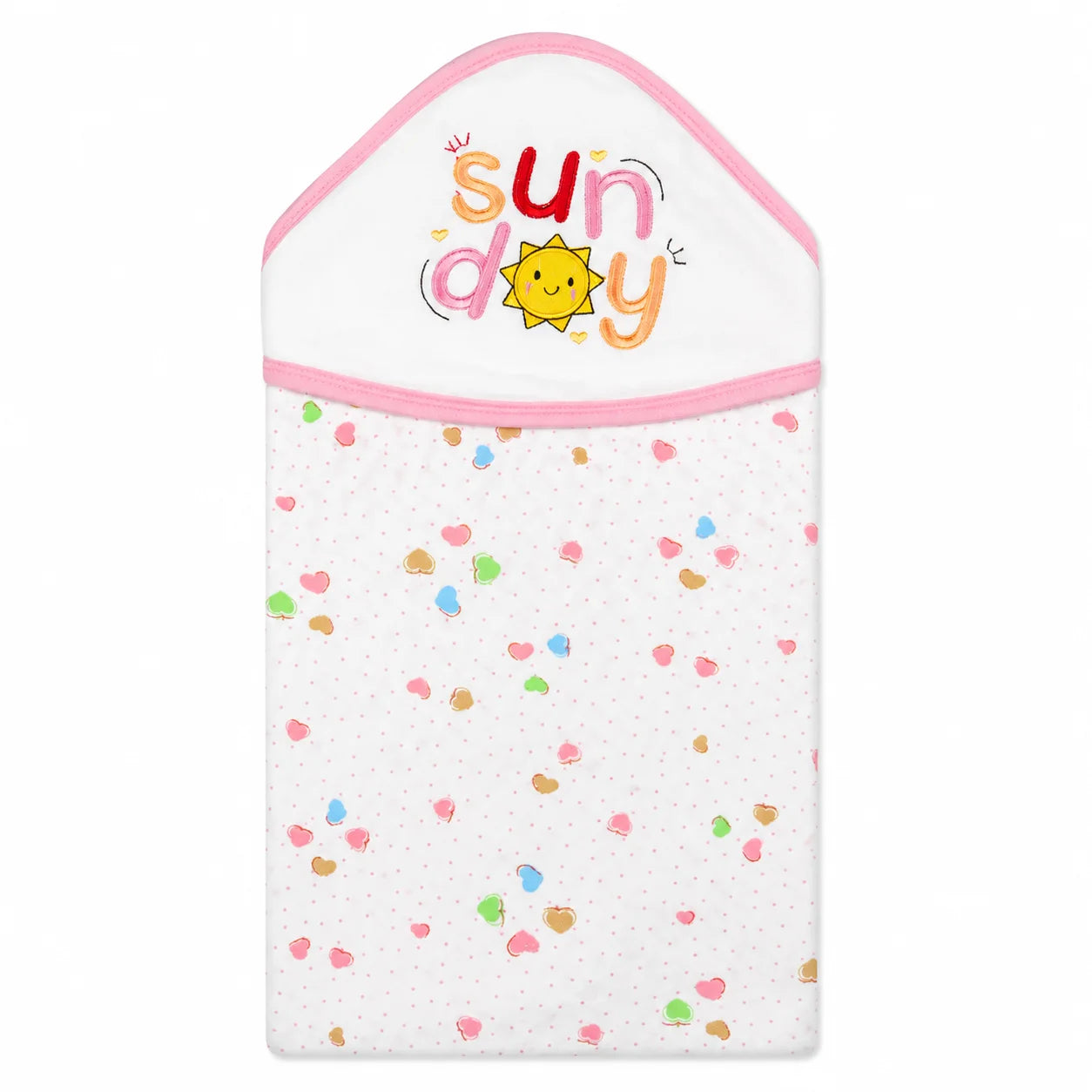 BABY HOODED BATH TOWEL SUNDAY PINK MUMS WORLD